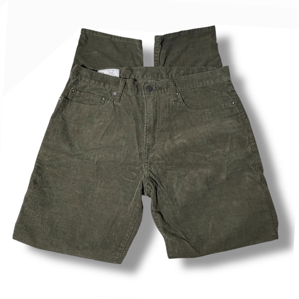 GAP Slim Fit Corduroy Pants Men Olive Green Size 34x32